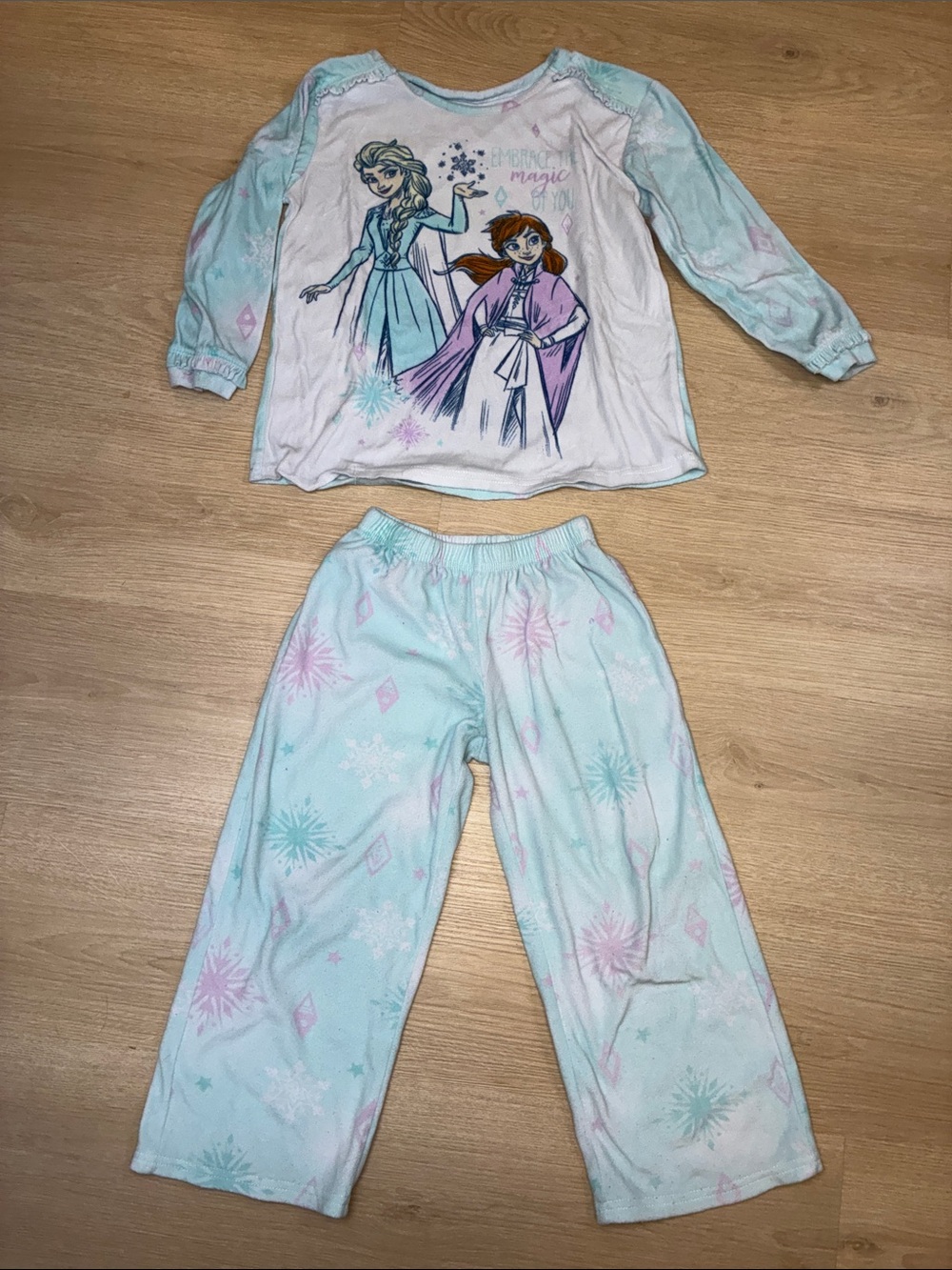 Disney Frozen 2 Light Blue, White & Purple Girls Pajama Set